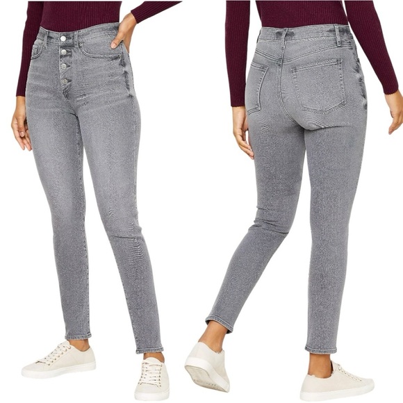 LOFT Size 28/6 Silver Gray Wash Button Fly Slim Pockets Skinny Jeans NWOT - Picture 3 of 6